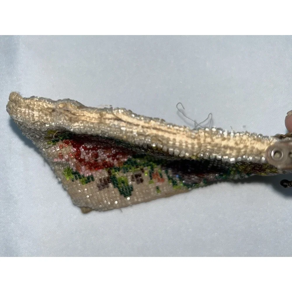As Is Antique Micro Beaded Purse Floral For Repair Parts Crafting 1920's Frame